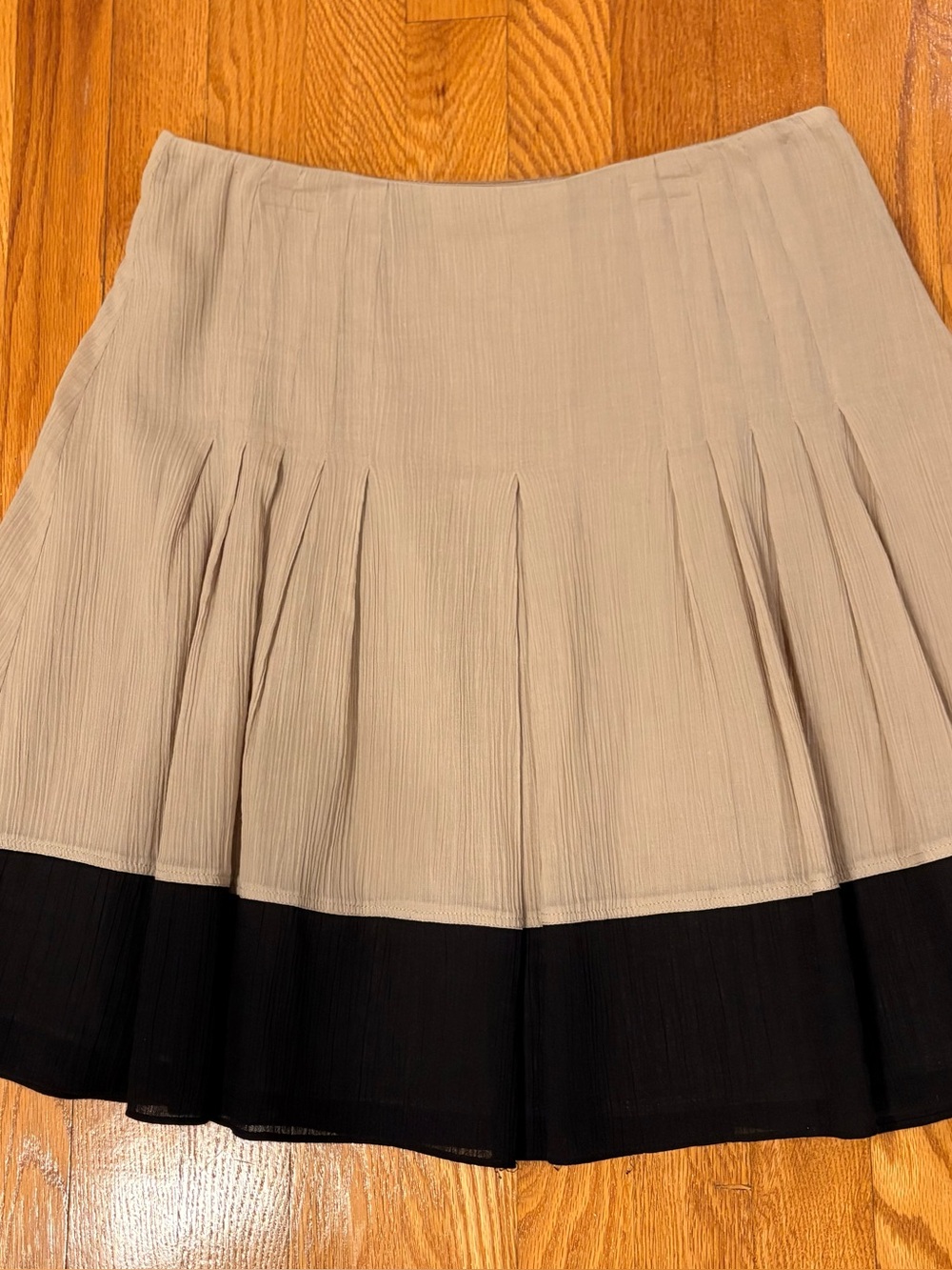 Tahari Beige Skirt with Black Hem